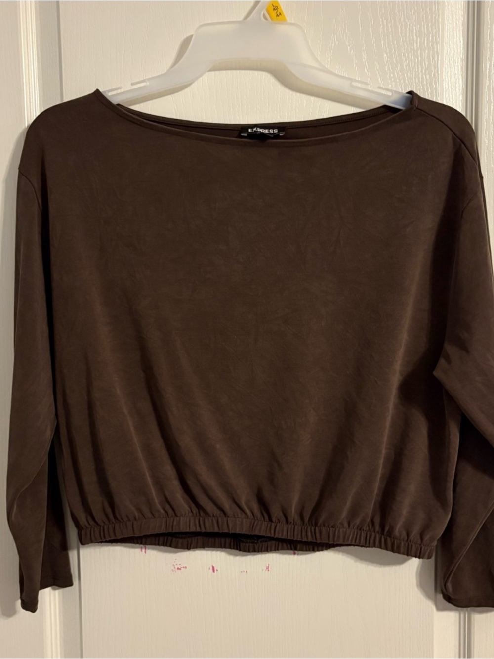 Express Brown Long-Sleeve Cropped Sweatshirt